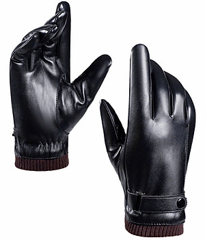 Găng tay nam mùa đông cảm ứng điện thoại lót nỉ lông ấm áp, chất liệu da PU cao cấp không bong nổ GTN9