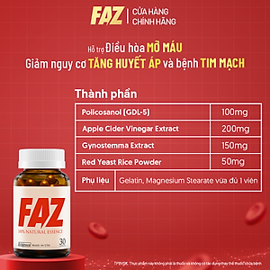 [Tặng Hộp 15v] Combo 4 Hộp 30v - Viên Uống FAZ Ecogreen Hỗ Trợ Giảm Mỡ Máu, Điều Hòa Tim Mạch