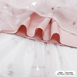 Đầm tiểu thư dự tiệc cho bé gái Bigfox Miss Meow, váy công chúa size đại ren lưới hồng mùa hè 7,9,11 tuổi 30kg