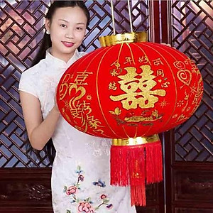  Đèn Lồng Vải Nhung Treo Tết Lễ Hội Size 60cm 80cm 100cm