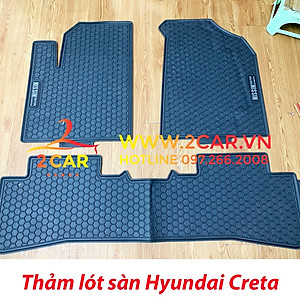 Thảm sàn, Thảm lót sàn xe Hyundai CRETA 2022 2023 cao su đúc, vân tổ ong, không mùi, MẪU NISSIN