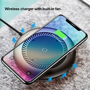 Đế sạc nhanh không dây tích hợp quạt hút tản nhiệt Baseus CCALL-XU01 cho Apple iPhone/ Samsung (Qi Wireless Quick Charger) - Hàng nhập khẩu