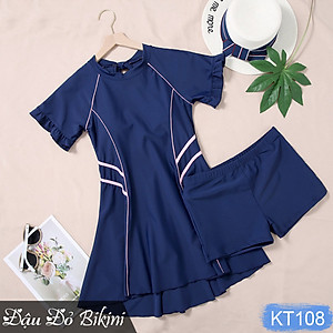 Bikini big size nữ, đồ bơi áo tắm size lớn cho người béo, dáng váy giấu bụng quần sooc đùi rời, hàng chất đẹp xịn | KT108