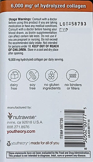 Collagen+Biotin Youtheory Mỹ (Collagen Type 1-2-3) - QuaTangMe Extaste