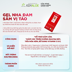 NƯỚC NHA ĐAM SÂM TÁO HỮU CƠ (hộp 5 gói) HỖ TRỢ TIÊU HÓA