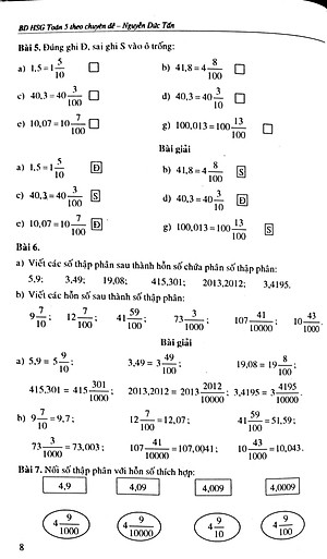 Sách Bồi Dưỡng Học Sinh Giỏi Toán Lớp 5 Theo Chuyên Đề - Số Thập Phân, Các Phép Tính Về Số Thập Phân