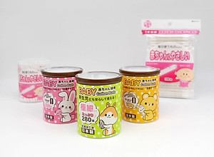 Combo 03 Hộp tăm bông ngoáy tai in hình dễ thương cho bé Sanyo - Made in Japan