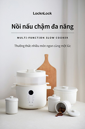 Nồi nấu chậm đa năng Locknlock EJP164IVY - Multi function slow cooker 220V, 50Hz, 350W - Dung tích 2.5L - Hàng chính hãng