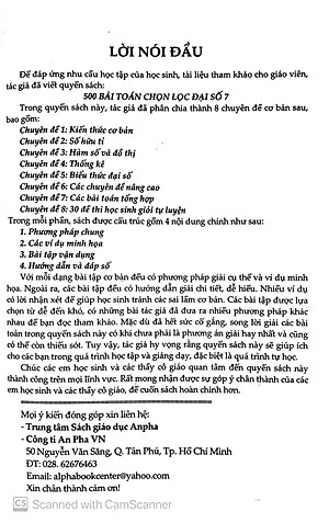 Sách 500 Bài Toán Chọn Lọc Đại Số Lớp 7