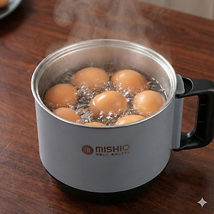 Nồi Lẩu Điện Mini 1.5L Mishio MK392 600W lòng nồi inox 304 không gỉ sét - hàng chính hãng