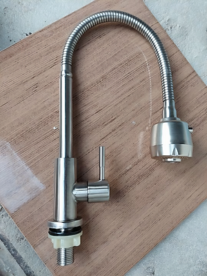 Vòi rửa chén KG15 dùng cho nước lạnh cần bẻ xoay 360độ cao cấp, phù hợp cho mọi chậu rửa, siêu tiết kiệm nước chất liệu inox304- Hàng chính hãng