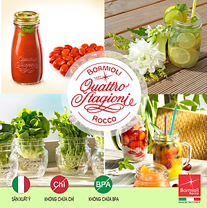 Chai thủy tinh nắp vặn Quattro 200ml - Bormioli Rocco - Italy