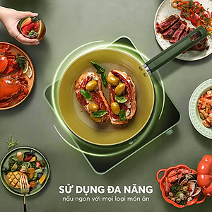 Chảo phủ sứ cao cấp Elmich Olive EL-5965OV nhiều size, Hàng chính hãng, dùng được mọi bếp - JoyMall