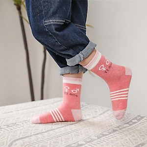 Tất cho bé gái màu hồng họa tiết đáng yêu vớ cổ cao nhiều size cho trẻ em học sinh 4 - 15 tuổi TA16