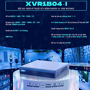 Đầu ghi hình 4 kênh HD-CVI hỗ trợ Camera 1.0MP/2.0MP Dahua XVR1A04 - Hàng chính hãng