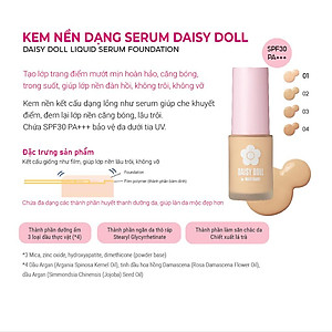 Kem Nền Kết Cấu Dạng Serum Lì Mịn Như Nhung Daisy Doll Nhật Bản BB Serum SPF 30 Mỏng Nhẹ 28ml