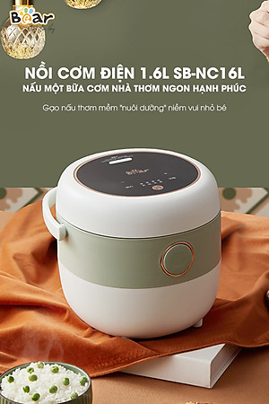 Nồi Cơm Cao Tần, Nồi Cơm Điện Thông Minh BEAR SB-NC16L Dung Tích 1.6 Lít Công Suất 400 W - Hàng Chính Hãng