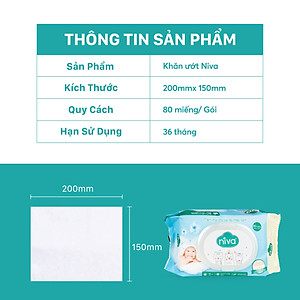 Khăn Ướt Đa Năng Không Mùi NIVA Gói 80 Tờ Tiện Dụng, Diệt Khuẩn, An Toàn Cho Trẻ Sơ Sinh Phụ Nữ Mang Thai