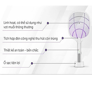 Vợt Muỗi Thông Minh Kiêm Đèn Bắt Muỗi Tự Động 3in1, Vợt Bắt Muỗi Đa Năng Sạc USB - Hàng Nhập Khẩu