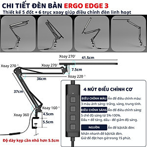 Đèn bàn học bảo vệ mắt DandiHome Ergo Edge chống cận để làm việc, học tập có thể kéo dài và gấp gọn - 3 phiên bản