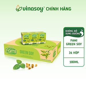Thùng sữa đậu nành Vinasoy Fami Green soy không bổ sung đường (36 hộp x 180ml)