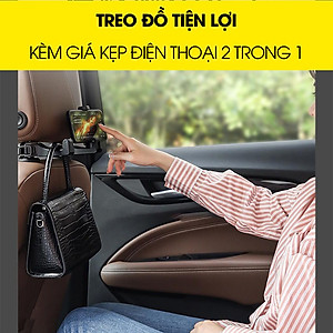 Móc Treo Đồ Sau Ghế Xe Hơi Ô Tô Kiêm Kẹp Điện Thoại Tiện Lợi Sét 2 móc treo đồ cài sau ghế ô tô