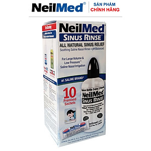 Combo Adult 24h Care: Bình Xịt Rửa Vệ Sinh Mũi Xoang Người Lớn NeilMed Sinus Rinse & Spray -SX Mỹ, Đánh Bật Sổ Mũi, Nghẹt Mũi và Viêm mũi (Bình 10 gói muối rửa; 2 chai xịt phun sương 75ml)