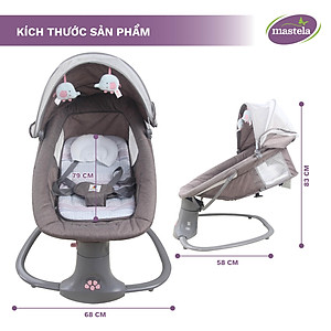 Nôi điện cho bé điều khiển từ xa và nhạc trắng ru ngủ Mastela 8104 / 8106 - Nôi cho bé sơ sinh nằm ngủ và chơi