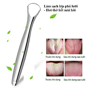BỘ 2 DỤNG CỤ CẠO LƯỠI BẰNG INOX 304 GIÚP LÀM SẠCH BỀ MẶT LƯỠI CHO HƠI THỞ THƠM MÁT