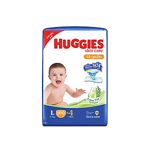 Tã quần Huggies Skin Care Mega Jumbo L100+4 miếng với tràm trà dịu da