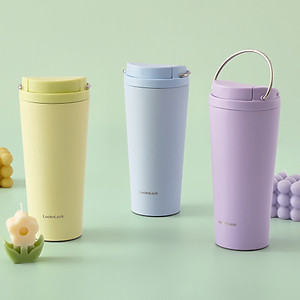 Ly Giữ Nhiệt LocknLock Bucket One Touch LHC3345 550ml, Hàng Chính Hãng, Quai Xách Tiện Lợi - JoyMall