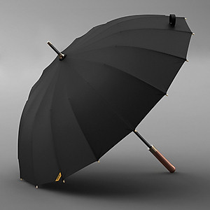 Ô dù tán rộng che nắng mưa H27 NASON, 16 nan, khắc tên lên tay cầm gỗ, chống lật trong gió to, che 2 3 người