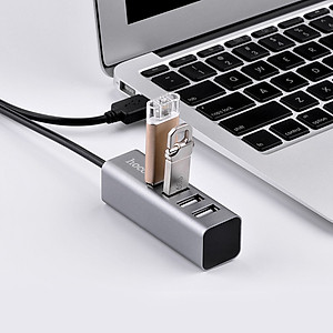 Củ Sạc 4 Cổng USB Hoco HB1 (Xám đen) - Hàng Chính Hãng