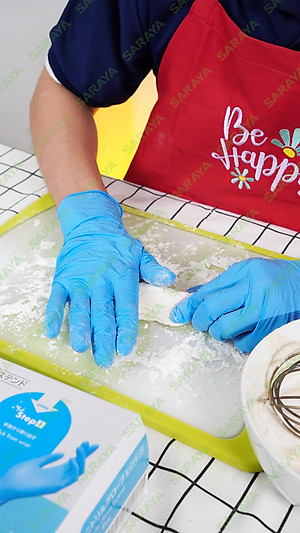 Găng tay cao su Saraya Nitrile Glove Extend (Màu Xanh), dùng trong thực phẩm, làm đẹp, y tế, công nghiệp - 200 cái/hộp