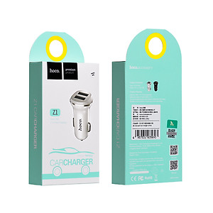 Tẩu Sạc Trên ÔTô  Hoco Z1 - 2 Cổng USB + Tặng kèm 01 Ghế Đỡ Điện Thoại Đa Năng T2 - Hàng Chính Hãng
