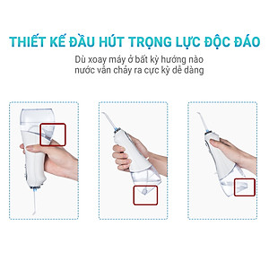 Máy Tăm Nước Cầm Tay H2OFloss HF-6 Sạch Răng Màu Trắng - Hàng Chính Hãng