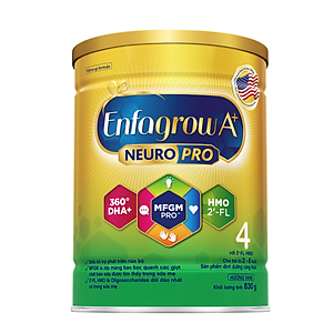 Sữa bột Enfagrow A+ Neuropro 4 830g với DHA giúp phát triển não bộ cho trẻ từ 2–6 tuổi