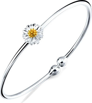 Lắc Tay Kiềng Bạc Nữ Bạc Hiểu Minh LTU468 hoa cúc