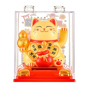 Mèo Thần Tài Ôm Hũ Vàng, Túi Vàng Vẫy Tay Dùng Pin Năng Lượng Mặt Trời - HENRYSA