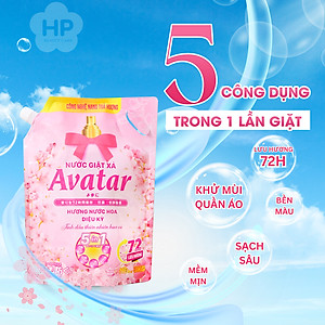 Nước Giặt Xả 5 Trong 1 Hương Hoa Cỏ Lưu Hương 72h Avatar (Túi 3kg)