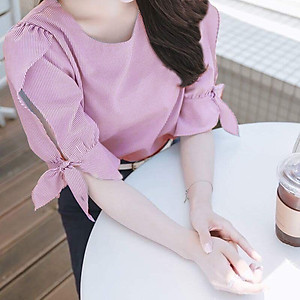 Áo kiểu nữ họa tiết kẻ sọc chất kate mặc đi làm, dạo phố - có nhiều màu và size, form dáng chuẩn