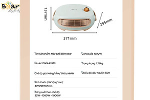Máy Sưởi Treo Tường Bear DNQ-A19B1 Không Làm Khô Da Công Suất 2000 W - Hàng Chính Hãng