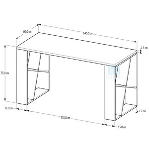 Bàn Làm Việc Hiện Đại Với 2 Chân Cách Điệu, Mặt Bàn Dày 25mm Thương Hiệu SIB Decor BLV51