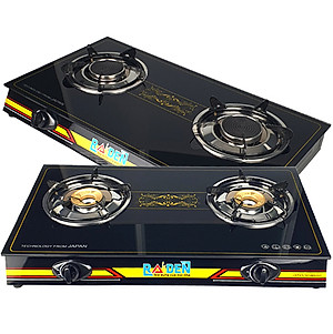 Bếp Ga Đôi RAIDEN Mặt Kiếng Cường Lực Khung Inox Bền Bỉ-Hàng Chính Hãng