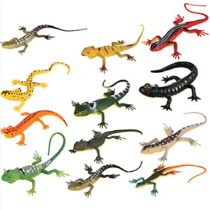 Bộ đồ chơi 12 thằn lằn, tắc kè giả Safari Animal World dài 14 cm mẫu 2 dùng để khám phá và chọc ghẹo bạn - New4all