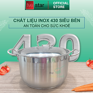 Nồi Fivestar Nắp Inox - Tặng 5 Muỗng Ăn Inox - Bạc