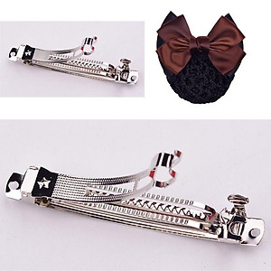 Kẹp tóc búi phối lưới đính nơ chất liệu vải satin