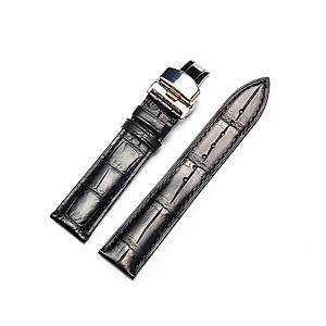 Dây Đồng Hồ Da Cá Sấu Đen Size 14/16/18/20/22/24/26mm - Dây Đeo Da Cá Sấu Thật 100% - Bảo Hành 12 Tháng