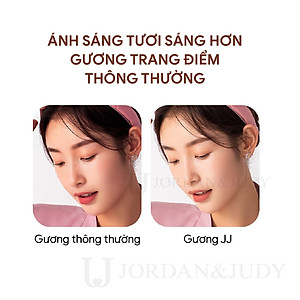 Gương Để Bàn Đèn LED Gương Cảm Ứng Để Bàn Trang Điểm Gương Có 3 Chế Độ Sáng Đổi Màu Sạc USB 23x16cm