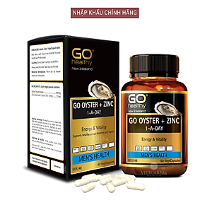 Viên uống tinh chất Hàu nhập khẩu chính hãng New Zealand GO OYSTER + ZinC (60 viên) giúp tăng cường sinh lý nam, cải thiện chất lượng tinh trùng